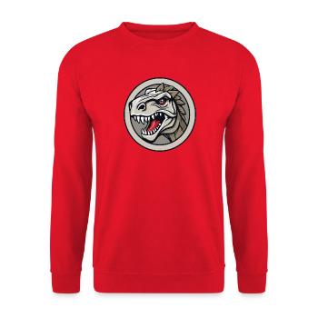 La tête d’un dinosaure à l’allure dangereuse. - Sweat-shirt Unisexe - rouge - Devant - Alina (178cm) & Michal (187cm)