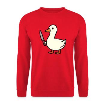 White Goose Duck Duckling Knife Defense Defense - Unisex Sweatshirt - red - Front - Alina (178cm) & Michal (187cm)