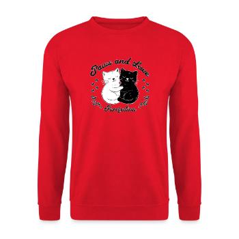 Paws & Love – Simply Schnurrfekt - Unisex Sweatshirt - red - Front - Alina (178cm) & Michal (187cm)