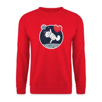 Chat astronaute solitaire attrapant cœur - Sweat-shirt Unisexe - rouge - Devant - Alina (178cm) & Michal (187cm)