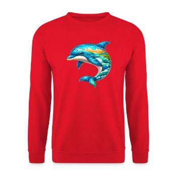 Delfin - Unisex Pullover - Rot - Vorne - Alina (178cm) & Michal (187cm)