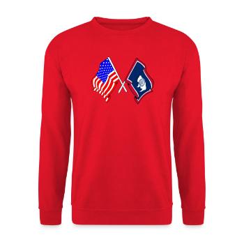 USA and state of Wyoming flag crossed - Unisex Sweatshirt - red - Front - Alina (178cm) & Michal (187cm)