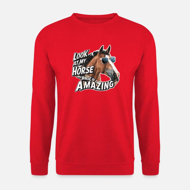Look at My Horse – Lustiges Pferde Meme - Unisex Pullover - Rot