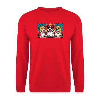 Funny Dogs - Unisex Pullover - Rot - Vorne - Alina (178cm) & Michal (187cm)