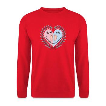 Mom, Dad & Baby Heart Design - Unisex Sweatshirt - red - Front - Alina (178cm) & Michal (187cm)