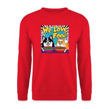 Comic Dogs - We Love Food - Unisex Pullover - Rot - Vorne - Alina (178cm) & Michal (187cm)
