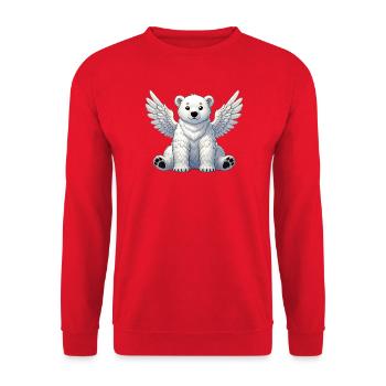 Süßer Eisbär Engel Cartoon Tier Illustration - Unisex Pullover - Rot - Vorne - Alina (178cm) & Michal (187cm)