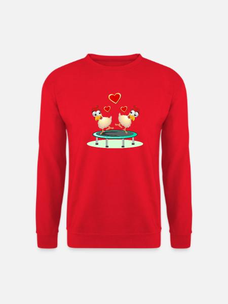 Hühner Paare TRAMPOLIN SPRINGEN - Unisex Pullover - Rot
