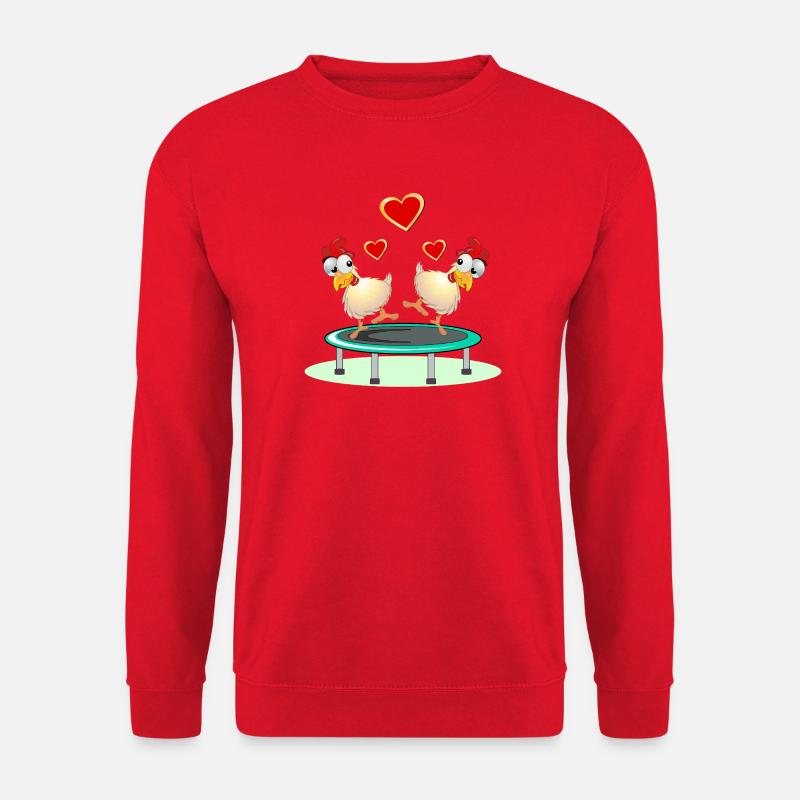 Chickens Pairs JUMPING TRAMPOLINE - Unisex Sweatshirt - red