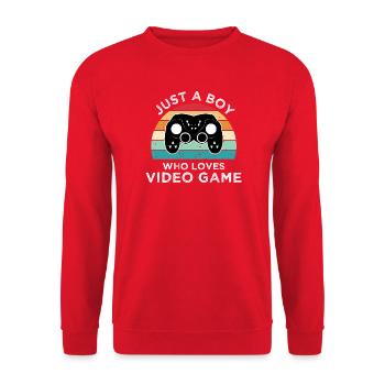 Nur ein Junge, der Videospiele liebt - Unisex Pullover - Rot - Vorne - Alina (178cm) & Michal (187cm)