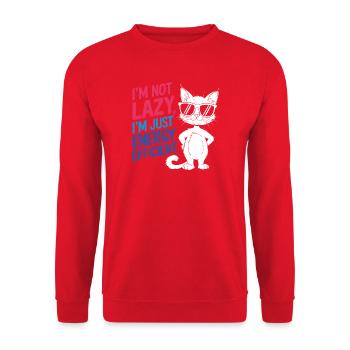 I'm Not Lazy, I'm Just Energy Efficient - Unisex Sweatshirt - red - Front - Alina (178cm) & Michal (187cm)