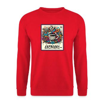 Espresso Graffiti - Unisex Pullover - Rot - Vorne - Alina (178cm) & Michal (187cm)