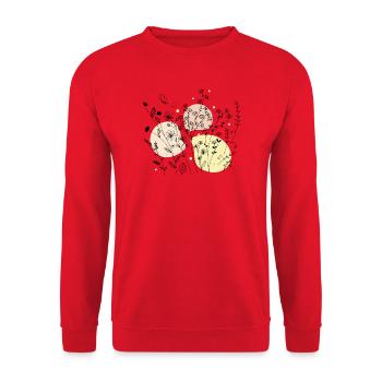 Zartes botanisches Line-Art-Design - Unisex Pullover - Rot - Vorne - Alina (178cm) & Michal (187cm)