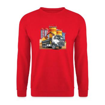 LKW in der Mischanlage - Unisex Pullover - Rot - Vorne - Alina (178cm) & Michal (187cm)