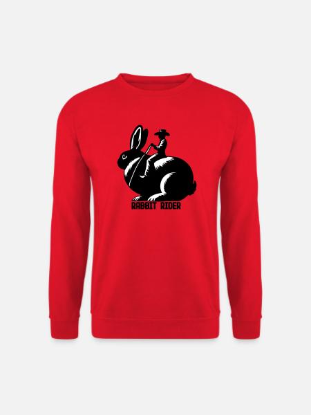 Rabbit Rider (text - no outline, 3-Color) - Unisex Sweatshirt - red