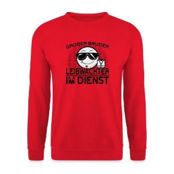 Großer Bruder Leibwächter im Dienst - Unisex Pullover - Rot - Vorne - Alina (178cm) & Michal (187cm)