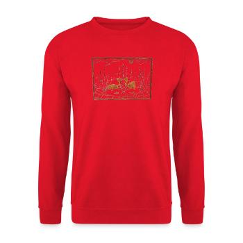 Schwan Familie in Feuchtgebiet - Unisex Pullover - Rot - Vorne - Alina (178cm) & Michal (187cm)
