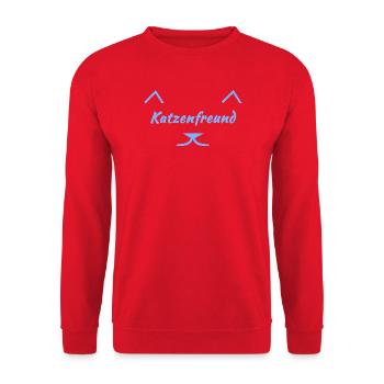 Katzenfreund V2, closing, Typographie - Unisex Pullover - Rot - Vorne - Alina (178cm) & Michal (187cm)