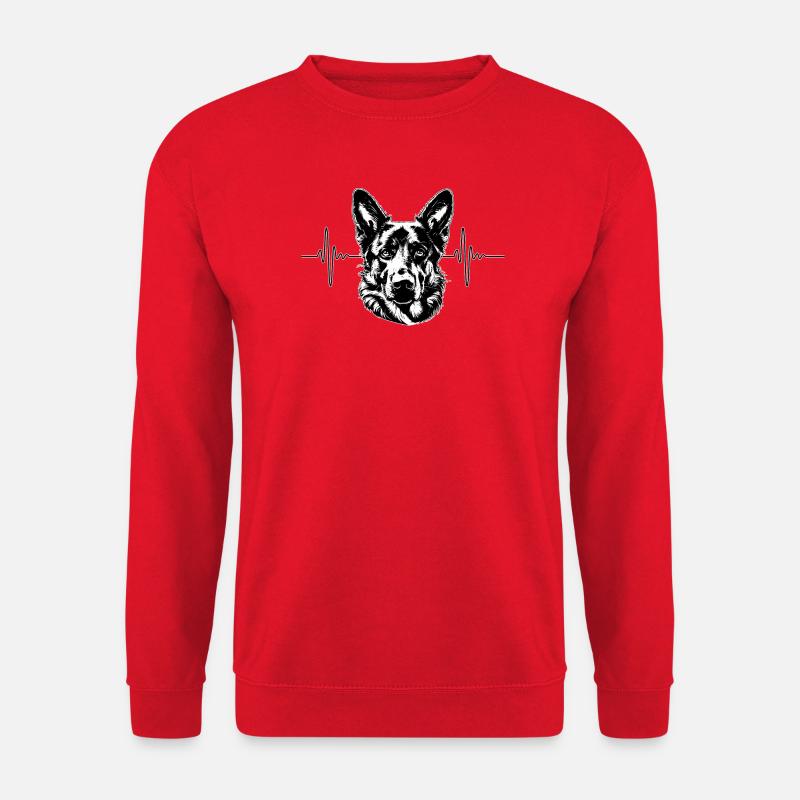 Schäferhund Herzschlag Design für Hundefans - Unisex Pullover - Rot