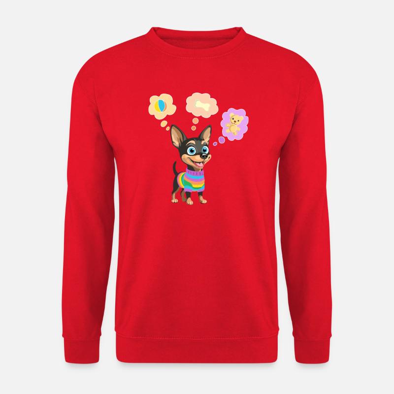 Süßer Hund im Regenbogenpullover für Kinder - Unisex Pullover - Rot