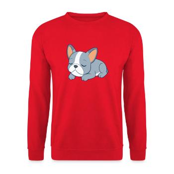 Blue French Bulldog Sleeping - Unisex Sweatshirt - red - Front - Alina (178cm) & Michal (187cm)