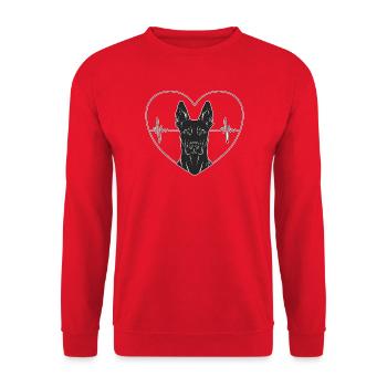 Doberman dans le cœur avec battement de cœur - Sweat-shirt Unisexe - rouge - Devant - Alina (178cm) & Michal (187cm)