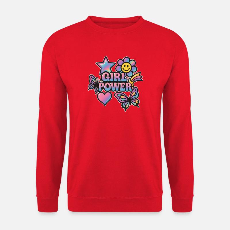 Girl Power - Buntes Y2K Regenbogen Schmetterling D - Unisex Pullover - Rot