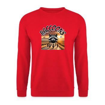 Raccoons - Unisex Pullover - Rot - Vorne - Alina (178cm) & Michal (187cm)