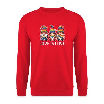 Mois de la fierté LGBT - Love is Love - Sweat-shirt Unisexe - rouge - Devant - Alina (178cm) & Michal (187cm)