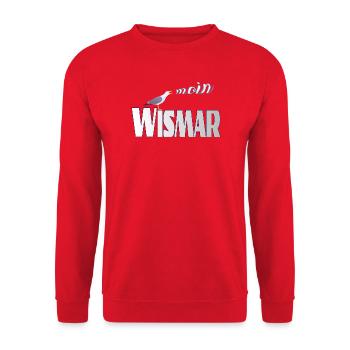 Wismar Möwe & Moin Ostsee - Unisex Pullover - Rot - Vorne - Alina (178cm) & Michal (187cm)