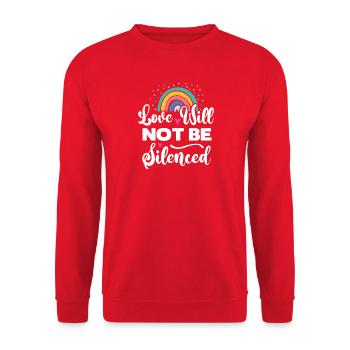 Mois de la fierté LGBTQ - L’amour ne sera pas réduit au silence - Sweat-shirt Unisexe - rouge - Devant - Alina (178cm) & Michal (187cm)