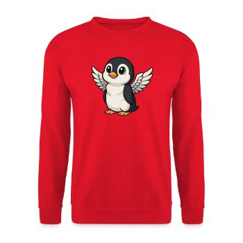 Süßer Pinguin Engel - Unisex Pullover - Rot - Vorne - Alina (178cm) & Michal (187cm)