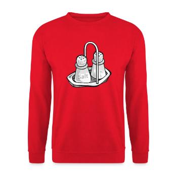 Salt Shakers | Salt shaker - Unisex Sweatshirt - red - Front - Alina (178cm) & Michal (187cm)