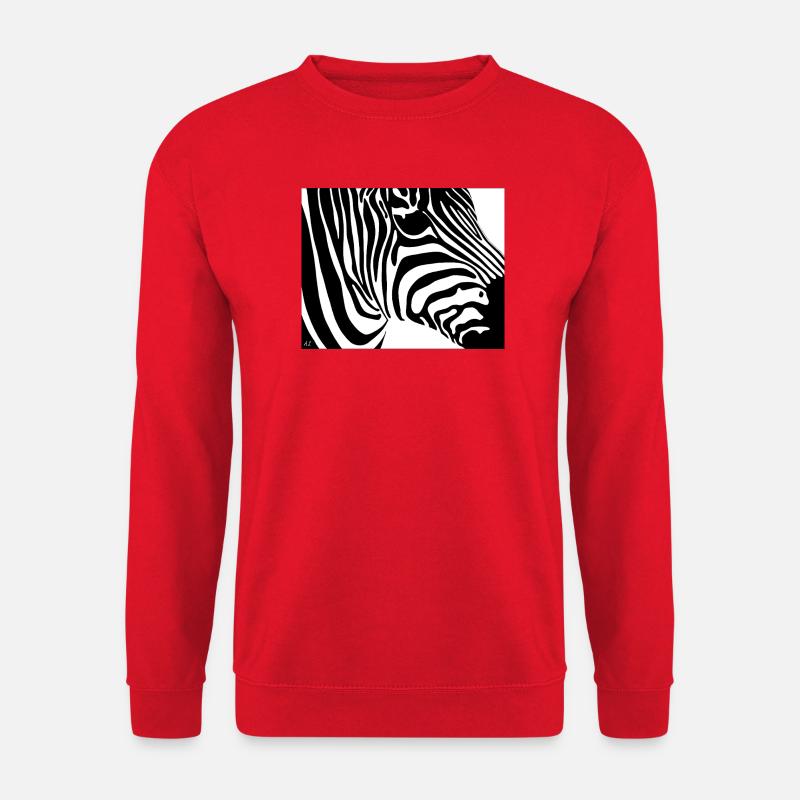 Zebraprint: Kontraststreifen - Unisex Pullover - Rot