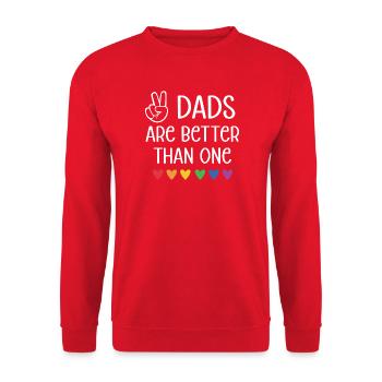Mois de la fierté LGBTQ - Deux papas valent mieux qu’un - Sweat-shirt Unisexe - rouge - Devant - Alina (178cm) & Michal (187cm)