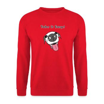 Take It Easy Pup Cartoon, italienischer Windhund - Unisex Pullover - Rot - Vorne - Alina (178cm) & Michal (187cm)