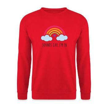LGBT Pride Month - Klingt schwul, ich bin dabei - Unisex Pullover - Rot - Vorne - Alina (178cm) & Michal (187cm)