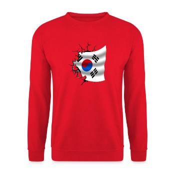 Flag of Korea - Korea - Flag Broken Design - Unisex Sweatshirt - red - Front - Alina (178cm) & Michal (187cm)