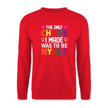 LGBT Pride Month - Die einzige Entscheidung, die ich getroffen habe, war, - Unisex Pullover - Rot - Vorne - Alina (178cm) & Michal (187cm)