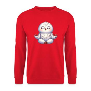 Süße Eule Yoga Meditation Entspannung Innerer  - Unisex Pullover - Rot - Vorne - Alina (178cm) & Michal (187cm)