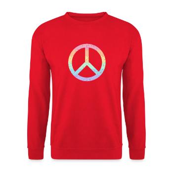 Rainbow Peace Symbol Pastel Pride LGBTQ+ Grunge - Unisex Sweatshirt - red - Front - Alina (178cm) & Michal (187cm)