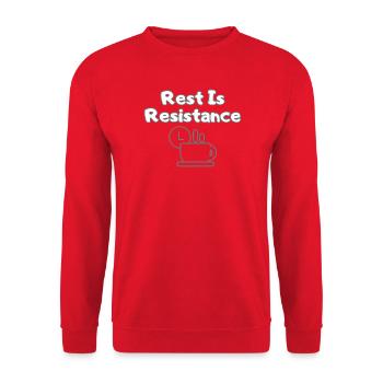 Rest Is Resistance – Anti-Stress Statement Tee - Unisex Sweatshirt - red - Front - Alina (178cm) & Michal (187cm)