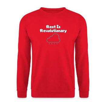 Rest Is Revolutionary – Mental Health Statement - Unisex Sweatshirt - red - Front - Alina (178cm) & Michal (187cm)