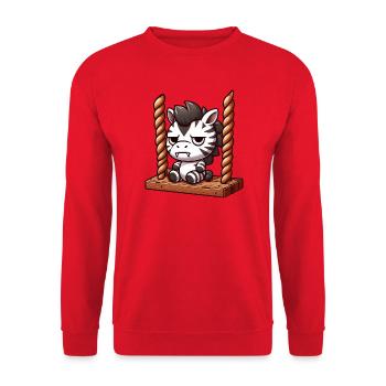 Mürrisches Zebra Schaukeln Genervt Lustiges Design - Unisex Pullover - Rot - Vorne - Alina (178cm) & Michal (187cm)