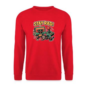 Stay Rad – Retro-Vibes - Unisex Pullover - Rot - Vorne - Alina (178cm) & Michal (187cm)