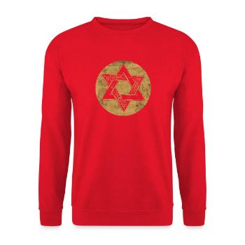 Étoile de David ornée en cercle doré - Sweat-shirt Unisexe - rouge - Devant - Alina (178cm) & Michal (187cm)