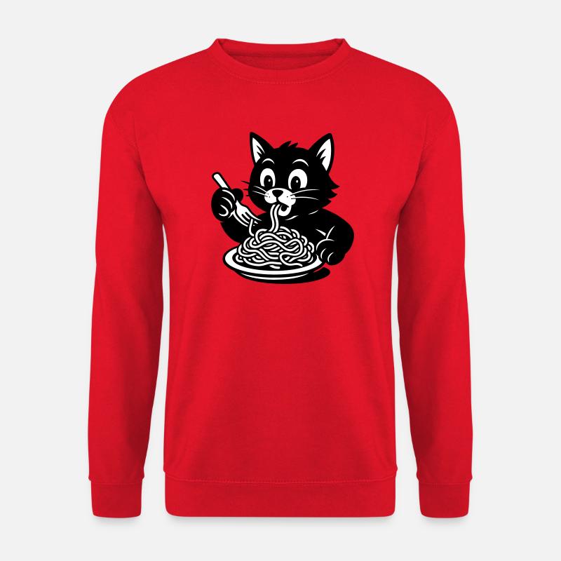 Cat Eats Spaghetti Meme - Unisex Sweatshirt - red