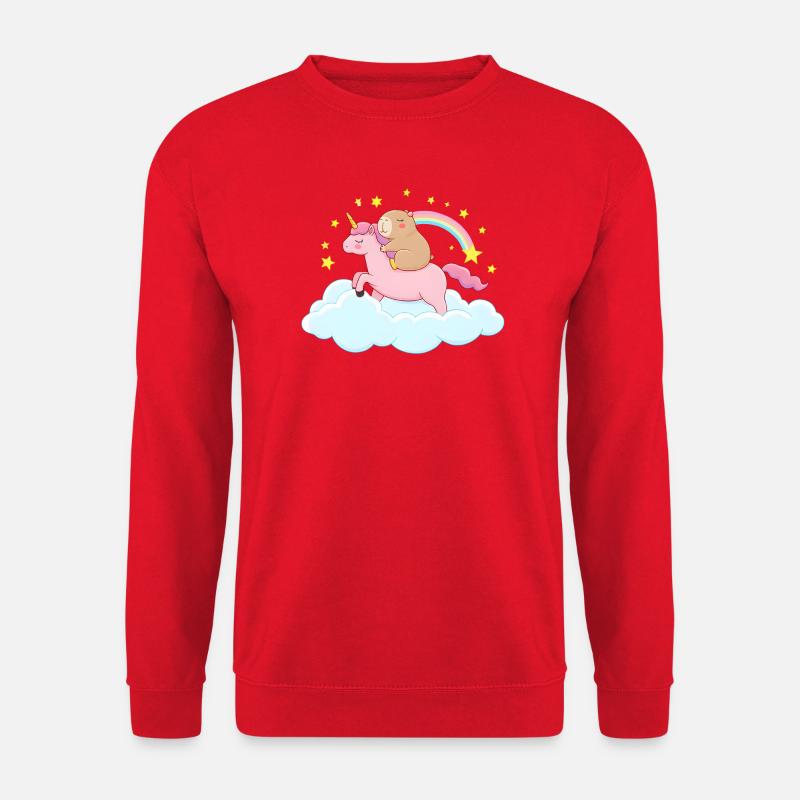 Capybara und Einhorn – eine traumhafte Reise - Unisex Pullover - Rot