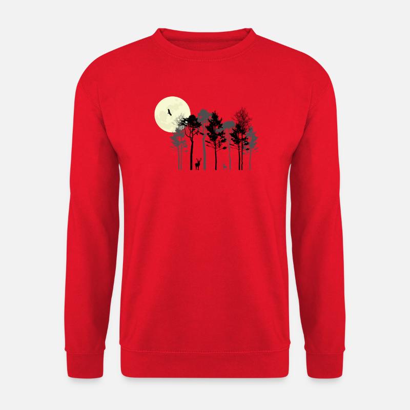 Mystische Nachtwald-Silhouette - Unisex Pullover - Rot