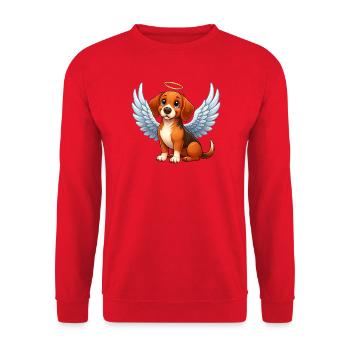 Süßer Beagle Cartoon Engel mit Flügeln Heilig - Unisex Pullover - Rot - Vorne - Alina (178cm) & Michal (187cm)